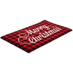 Red And Black Plaid "Merry Christmas" Natural Coir Christmas Outdoor Doormat 18" X 30" -Christmas Decor Sale northlight fw94657 3 70901.1693409622