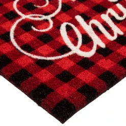 Red And Black Plaid "Merry Christmas" Natural Coir Christmas Outdoor Doormat 18" X 30" -Christmas Decor Sale northlight fw94657 4 79978.1693409625