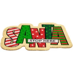Northlight Red And Green "Santa Stop Here" Outdoor Christmas Doormat 18" X 30" -Christmas Decor Sale northlight fw94658 2 85159.1693409624