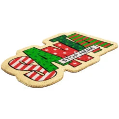 Northlight Red And Green "Santa Stop Here" Outdoor Christmas Doormat 18" X 30" -Christmas Decor Sale northlight fw94658 3 24070.1693409624