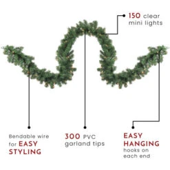 Northlight Pre-Lit Deluxe Windsor Green Pine Christmas Garland - 9' X 18" - Clear Lights -Christmas Decor Sale northlight gb20ygw818 gr thumbnail 29696.1665611631