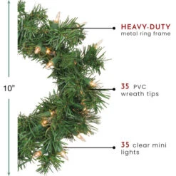 Pre-Lit Deluxe Windsor Pine Artificial Christmas Wreath - 10" - Clear Lights -Christmas Decor Sale northlight gb20yww810 gr thumbnail 02566.1603332184