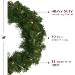 Northlight Deluxe Windsor Pine Artificial Christmas Wreath - 16" - Clear Lights -Christmas Decor Sale northlight gb20yww816 gr thumbnail 91637.1603332184