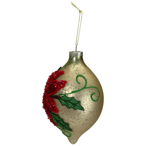Northlight Poinsettia Finial Christmas Ornament - 6.5" - Red And Gold 5 Northlight Poinsettia Finial Christmas Ornament - 6.5" - Red And Gold - Image 3