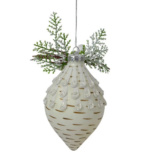 Northlight 5" Cedar And Berries White Finial Christmas Ornament 4 Northlight 5" Cedar And Berries White Finial Christmas Ornament - Image 2