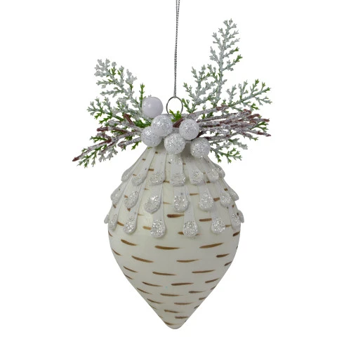 Northlight 5" Cedar And Berries White Finial Christmas Ornament 3 Northlight 5" Cedar And Berries White Finial Christmas Ornament