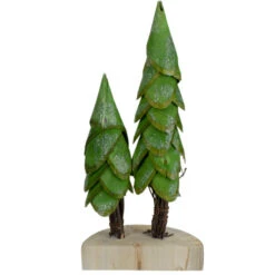 Northlight Christmas Trees On A Wooden Base Decoration - 9" - Brown And Green -Christmas Decor Sale northlight gb90534 45951.1669970845