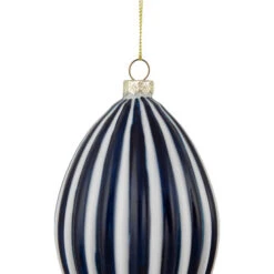 5.75" Blue And White Striped Finial Glass Christmas Ornament -Christmas Decor Sale northlight gb94382 sample 2 41245.1671008550