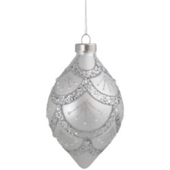 Northlight 5" Silver Glitter Cosmoid Finial Glass Christmas Ornament -Christmas Decor Sale northlight gb94390 sample 1 85928.1668587294