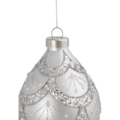 Northlight 5" Silver Glitter Cosmoid Finial Glass Christmas Ornament -Christmas Decor Sale northlight gb94390 sample 3 93072.1668587294