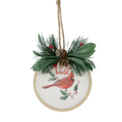 Northlight 5.25" "Joy To The World" Cardinal Christmas Disc Ornament