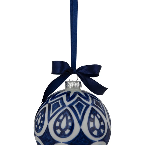 Northlight 4" White And Blue Mosaic Glass Christmas Ball Ornament 6 Northlight 4" White And Blue Mosaic Glass Christmas Ball Ornament - Image 4