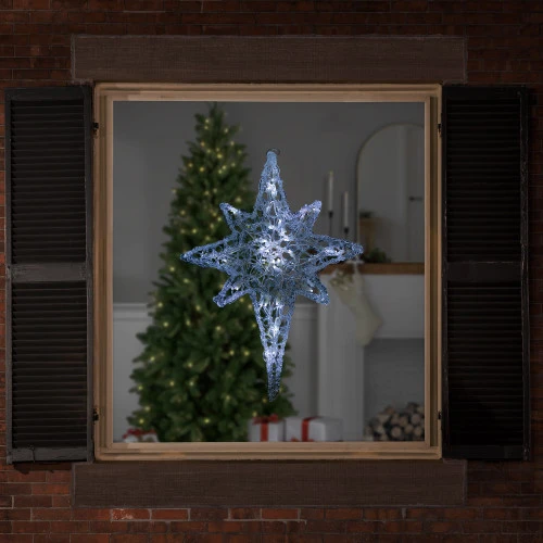 24" Pure White LED Twinkle Bethlehem Star Hanging Christmas Decoration 4 24" Pure White LED Twinkle Bethlehem Star Hanging Christmas Decoration - Image 2