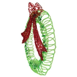 Northlight 20" Green And Red Lighted Wreath And Bow Christmas Window Silhouette Decoration -Christmas Decor Sale northlight gv94140 3 69366.1702315857