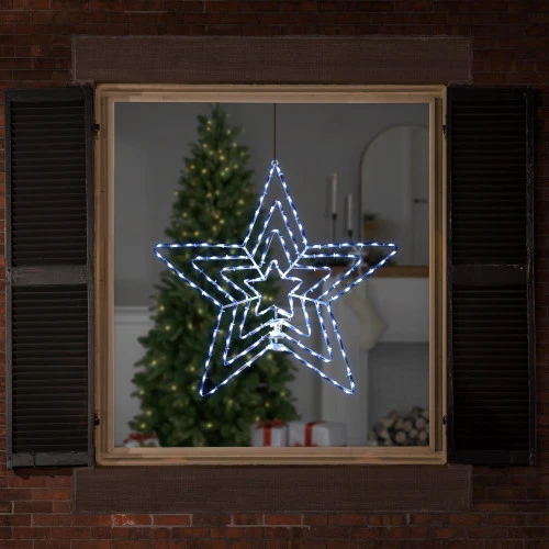 Northlight 24" LED Lighted Layered Stars 8 Function Christmas Window Silhouette 4 Northlight 24" LED Lighted Layered Stars 8 Function Christmas Window Silhouette - Image 2