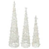 Northlight LED Lighted Glittered Cone Tree Christmas Decorations - 39.25" - White - Set Of 3 -Christmas Decor Sale northlight h36267 1 51038.1669279116