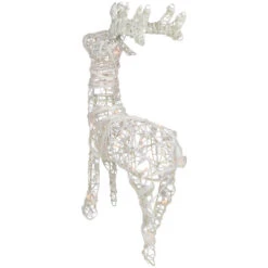 Northlight Glittered Rattan Reindeer Outdoor Christmas Decoration - 30" - White - Clear Lights -Christmas Decor Sale northlight h85108 3new 86235.1670402938