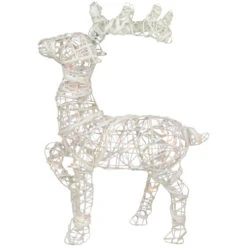 Northlight Glittered Rattan Reindeer Outdoor Christmas Decoration - 30" - White - Clear Lights -Christmas Decor Sale northlight h85108 4new 24080.1670402938