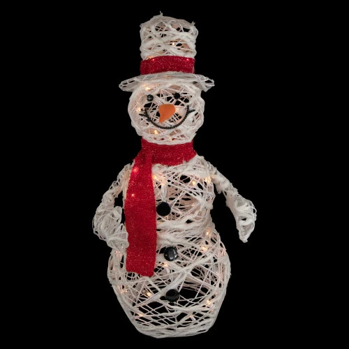 Northlight Lighted Glittered Rattan Snowman Outdoor Christmas Decoration - 28" - Clear Lights 5 Northlight Lighted Glittered Rattan Snowman Outdoor Christmas Decoration - 28" - Clear Lights - Image 3