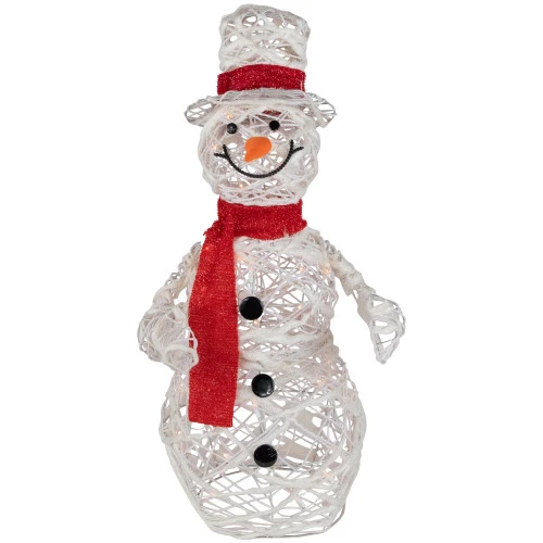 Northlight Lighted Glittered Rattan Snowman Outdoor Christmas Decoration - 28" - Clear Lights 3 Northlight Lighted Glittered Rattan Snowman Outdoor Christmas Decoration - 28" - Clear Lights