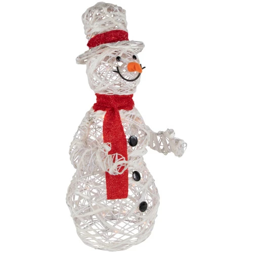 Northlight Lighted Glittered Rattan Snowman Outdoor Christmas Decoration - 28" - Clear Lights 6 Northlight Lighted Glittered Rattan Snowman Outdoor Christmas Decoration - 28" - Clear Lights - Image 4