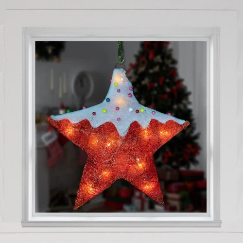 Northlight Lighted Candy Covered Sisal Star Christmas Window Decoration - 18" - Clear Lights 4 Northlight Lighted Candy Covered Sisal Star Christmas Window Decoration - 18" - Clear Lights - Image 2