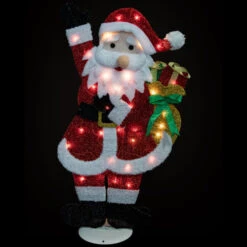 Northlight 32" Red And White Lighted Waving Santa With Gifts Christmas Outdoor Decoration -Christmas Decor Sale northlight h85231 on20black 30437.1696436031