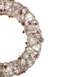 Northlight 18" Pre-Lit Champagne Gold Glittered Rattan Berry Artificial Christmas Wreath - Clear Lights -Christmas Decor Sale northlight h85239 3 06017.1669192840