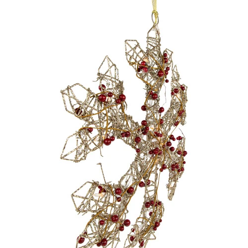 Northlight 19" Lighted Silver Glittered Berry Rattan Snowflake Christmas Window Decoration 5 Northlight 19" Lighted Silver Glittered Berry Rattan Snowflake Christmas Window Decoration - Image 3