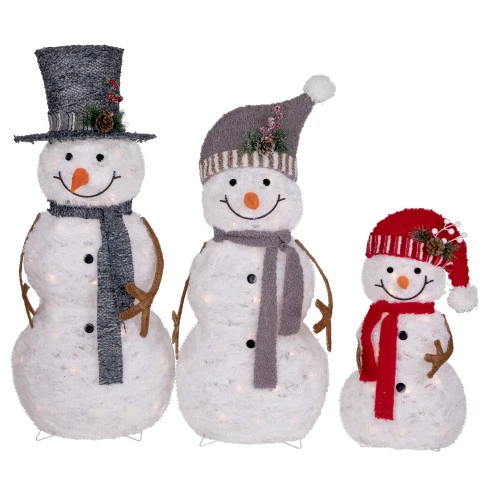 Northlight Lighted Snowman Family Outdoor Christmas Decoration - 39.5" - Warm White - Set Of 3 3 Northlight Lighted Snowman Family Outdoor Christmas Decoration - 39.5" - Warm White - Set Of 3