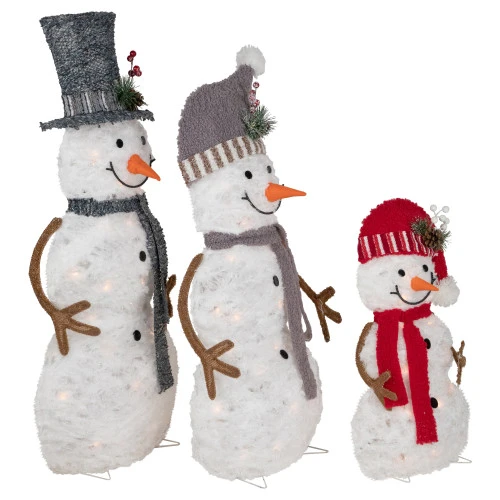 Northlight Lighted Snowman Family Outdoor Christmas Decoration - 39.5" - Warm White - Set Of 3 6 Northlight Lighted Snowman Family Outdoor Christmas Decoration - 39.5" - Warm White - Set Of 3 - Image 4
