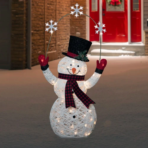 Northlight 57" LED Lighted Snowman Holding Snowflakes Outdoor Christmas Decoration 4 Northlight 57" LED Lighted Snowman Holding Snowflakes Outdoor Christmas Decoration - Image 2