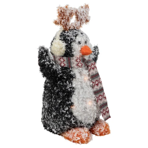 Northlight Lighted Snowy Penguin In Antler Hat Outdoor Christmas Decoration - 22" - Warm White 6 Northlight Lighted Snowy Penguin In Antler Hat Outdoor Christmas Decoration - 22" - Warm White - Image 4