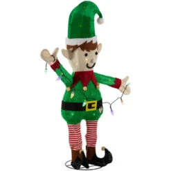 Northlight 34.25" LED Lighted Elf Holding Christmas Lights Outdoor Yard Decoration -Christmas Decor Sale northlight h94623 03 30009.1692976926