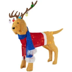 Northlight 36.5" LED Lighted Dog Wearing Antlers Christmas Outdoor Yard Decoration -Christmas Decor Sale northlight h94630 02 88782.1693323082
