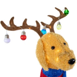 Northlight 36.5" LED Lighted Dog Wearing Antlers Christmas Outdoor Yard Decoration -Christmas Decor Sale northlight h94630 05 45038.1693323082