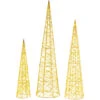 Northlight Set Of 3 LED Twinkle Lighted Gold Mesh Cone Trees Outdoor Christmas Decorations 39.5"
