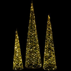 Northlight Set Of 3 LED Twinkle Lighted Gold Mesh Cone Trees Outdoor Christmas Decorations 39.5" -Christmas Decor Sale northlight h94631 on20black 62661.1693928319