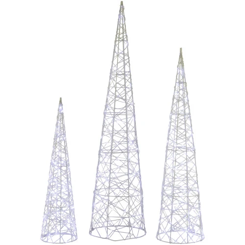Northlight Set Of 3 LED Lighted Twinkling Cone Trees Christmas Yard Decoration - Cool White Lights 3 Northlight Set Of 3 LED Lighted Twinkling Cone Trees Christmas Yard Decoration - Cool White Lights
