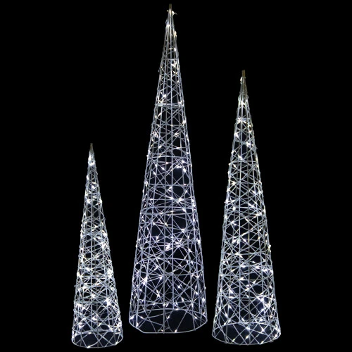 Northlight Set Of 3 LED Lighted Twinkling Cone Trees Christmas Yard Decoration - Cool White Lights 5 Northlight Set Of 3 LED Lighted Twinkling Cone Trees Christmas Yard Decoration - Cool White Lights - Image 3