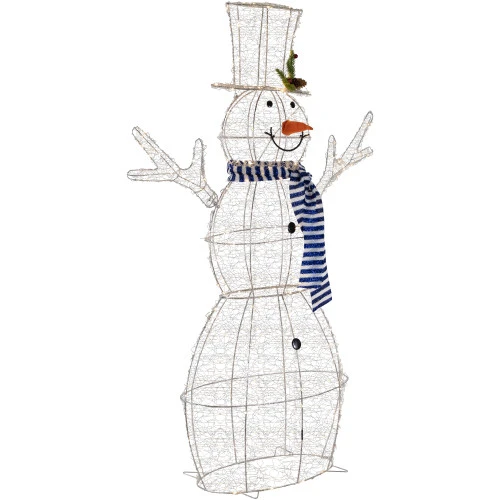 Northlight 48" LED Lighted Silver Mesh Snowman Outdoor Twinkling Christmas Decoration 7 Northlight 48" LED Lighted Silver Mesh Snowman Outdoor Twinkling Christmas Decoration - Image 5