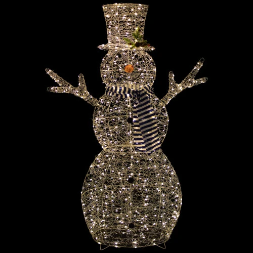 Northlight 48" LED Lighted Silver Mesh Snowman Outdoor Twinkling Christmas Decoration 5 Northlight 48" LED Lighted Silver Mesh Snowman Outdoor Twinkling Christmas Decoration - Image 3