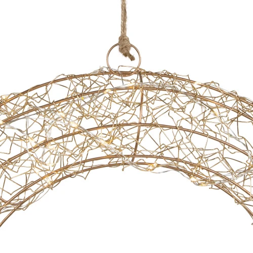 Northlight 18" LED Lighted Gold Wire Wreath Outdoor Christmas Decoration 9 Northlight 18" LED Lighted Gold Wire Wreath Outdoor Christmas Decoration - Image 7