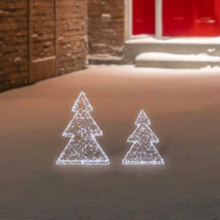 Northlight LED Lighted Wire Christmas Tree Decorations - 14" - White - Set Of 2 -Christmas Decor Sale northlight h96322 styled 11945.1724289800