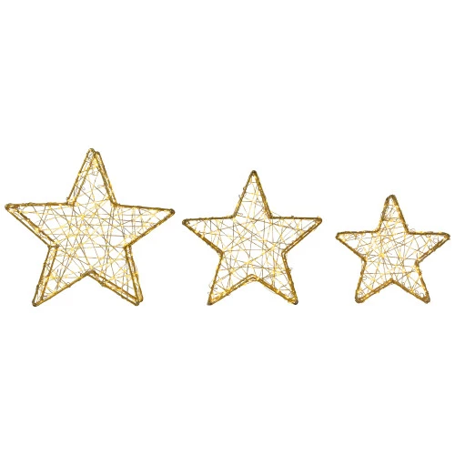 Northlight LED Lighted Stars Outdoor Christmas Decorations - 14" - Gold - Set Of 3 4 Northlight LED Lighted Stars Outdoor Christmas Decorations - 14" - Gold - Set Of 3 - Image 2
