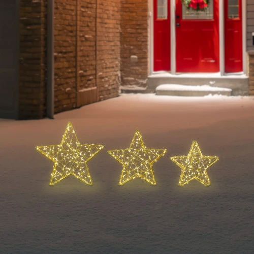 Northlight LED Lighted Stars Outdoor Christmas Decorations - 14" - Gold - Set Of 3 5 Northlight LED Lighted Stars Outdoor Christmas Decorations - 14" - Gold - Set Of 3 - Image 3