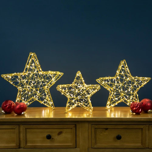 Northlight LED Lighted Stars Outdoor Christmas Decorations - 14" - Gold - Set Of 3 6 Northlight LED Lighted Stars Outdoor Christmas Decorations - 14" - Gold - Set Of 3 - Image 4