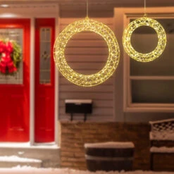 Northlight LED Lighted Hanging Christmas Wreath Decorations - 18" - Set Of 2 - Gold Lights -Christmas Decor Sale northlight h96325 styled 15825.1722387422