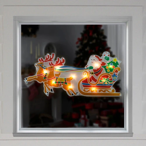 Northlight 23" Lighted Santa And Reindeer Christmas Window Silhouette 7 Northlight 23" Lighted Santa And Reindeer Christmas Window Silhouette - Image 5