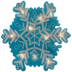 Northlight 11.75" Lighted Blue And White Snowflake Christmas Window Silhouette